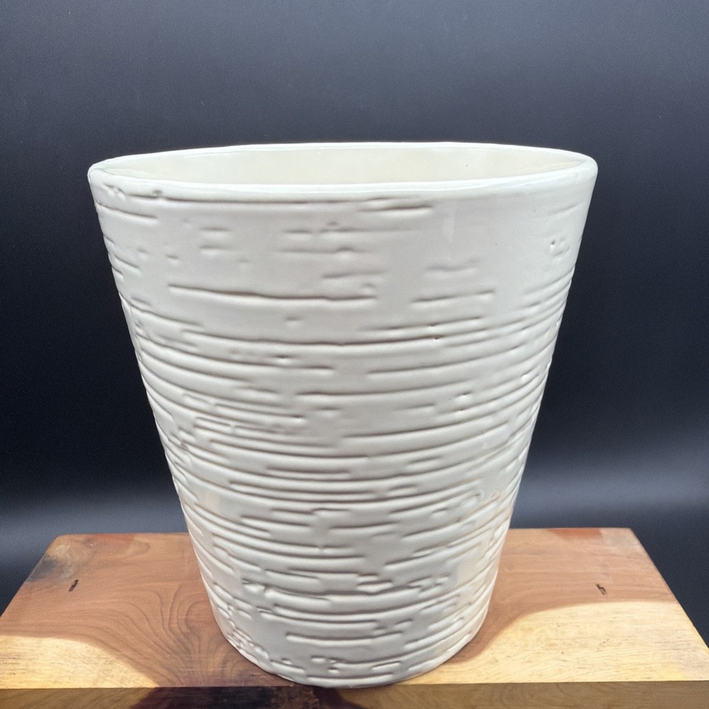 Modern Cream Textured Ceramic Planter Pot Made In USA